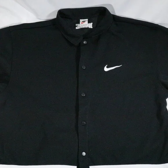 NIKE Vintage 90s Oversize Black/White Snap Button Jersey Shirt XL - Picture 3 of 9